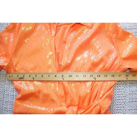 House of Harlow Sequin Wrap Mini Dress Orange Size M Cocktail Party - Picture 3 of 6